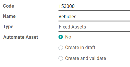 Configuration of an Assets Account in Axsys Accounting