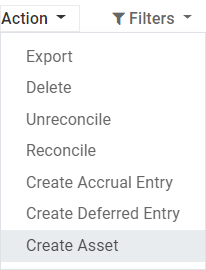 Create Asset Entry from a journal item in Axsys Accounting