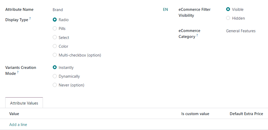 A blank attribute creation form in the Axsys Sales application.