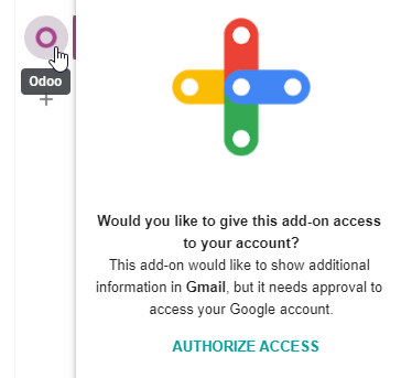 The Authorize Access button in the right sidebar of the Axsys plugin panel.