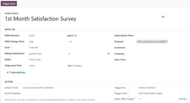 A sample Automation Rules form in the Axsys Subscriptions application.