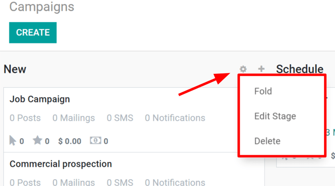 View of the campaigns page in the Axsys Social Marketing application.