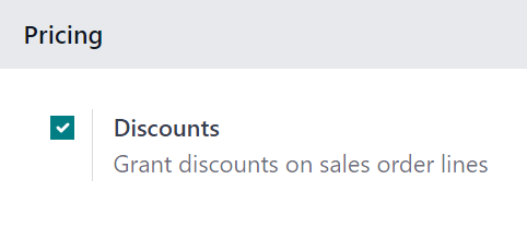 Activation of the discount option in Axsys Sales.