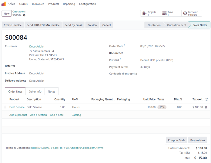 This is how a confirmed sales order looks in the Axsys Sales application.