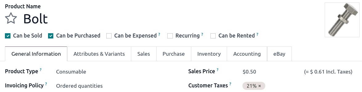 Axsys fills out the Tax field automatically according to the Default Taxes