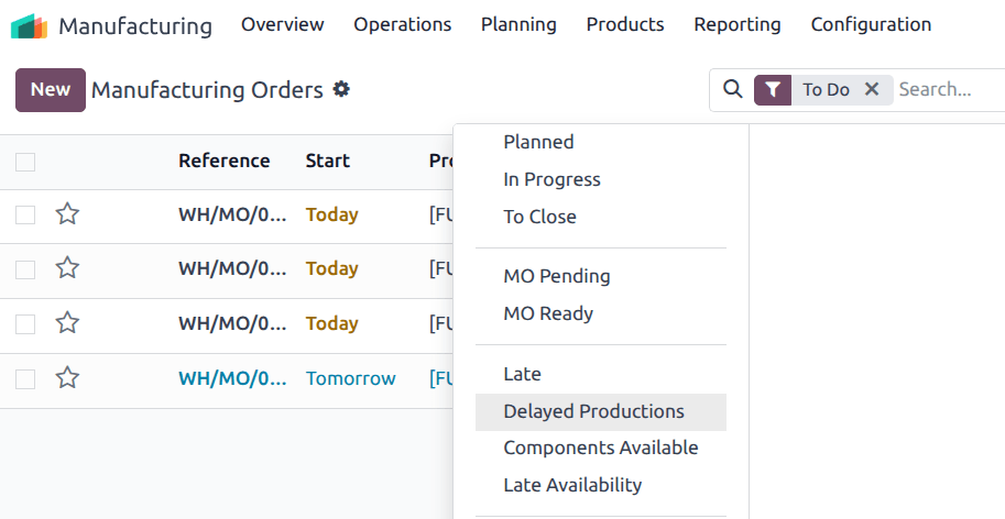 The delayed production filter in Axsys.