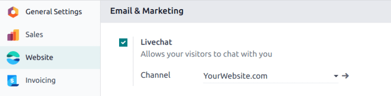 View of the settings page and the live chat feature for Axsys Live Chat.