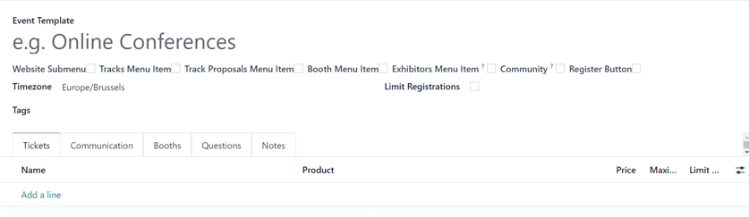 A standard event template form in the Axsys Events application.