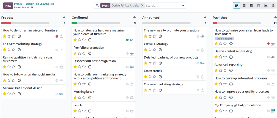 Typical event tracks page for an event in the Axsys Events application.