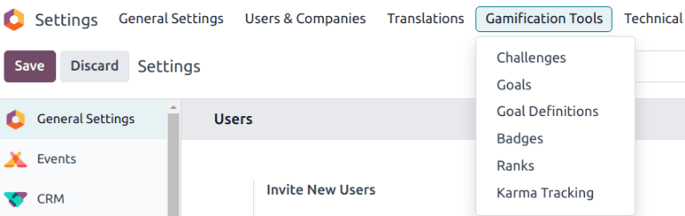 View if the gamification tools menu in Axsys Settings.