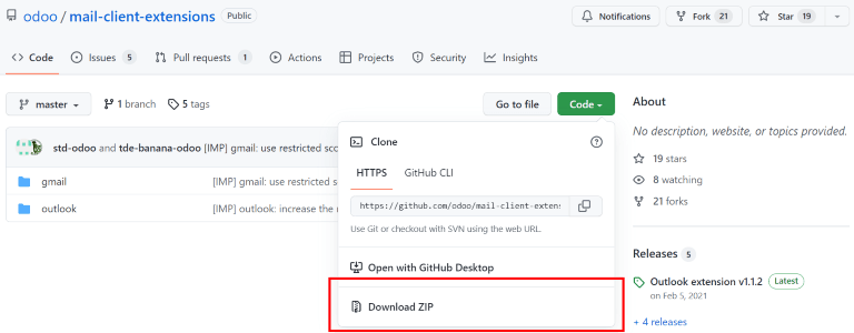 Download the ZIP file from the Axsys GitHub repository for Mail Plugins.