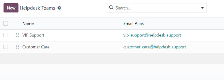 View of the Helpdesk teams page in Axsys Helpdesk.