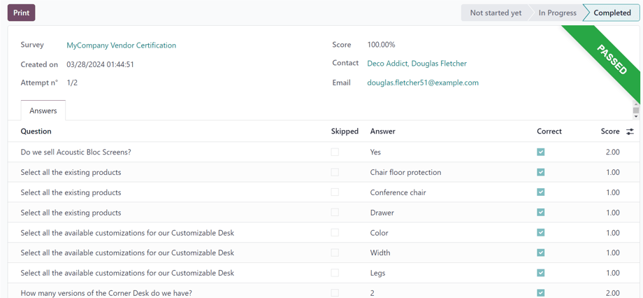 An individual participant's detail form in the Axsys Surveys application.