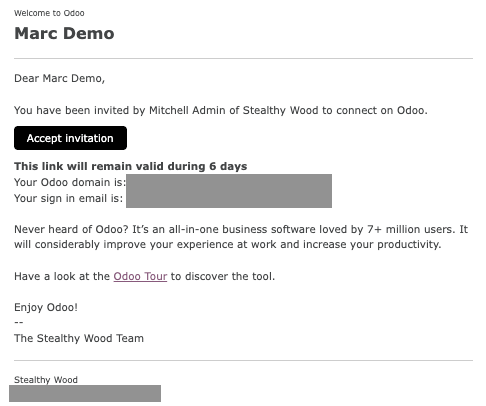 View of a user's form with a notification that the invitation email has been sent in Axsys.