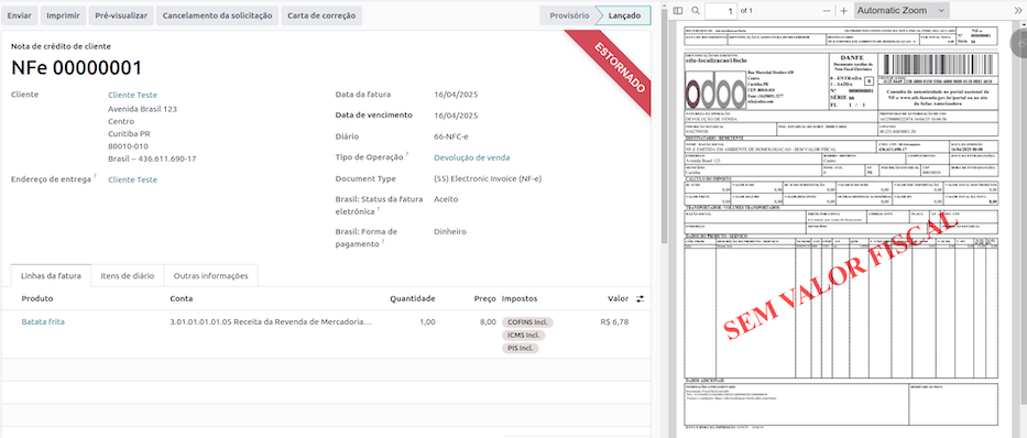 Return of Goods NF-e Approved.
