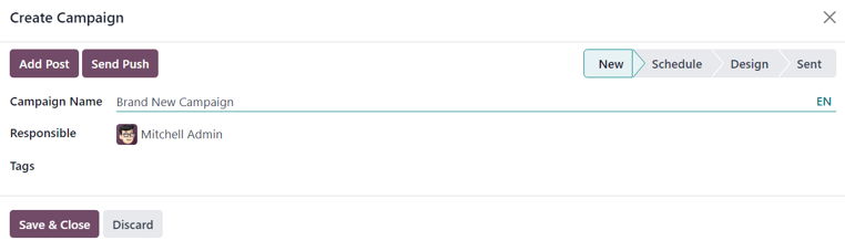 View of the email mailing campaign pop-up window in Axsys Email Marketing application.
