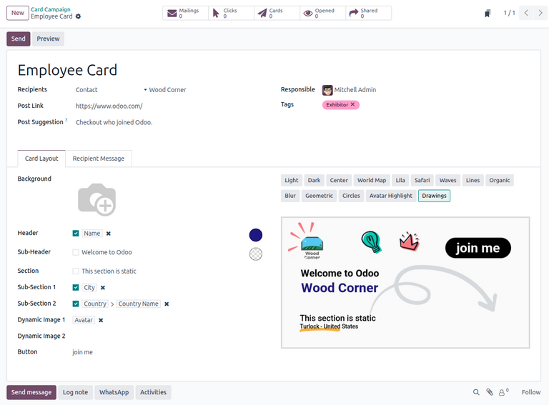 New marketing card campaign form in Cobuild Marketing Card.