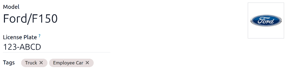 The new vehicle form, showing the model section.