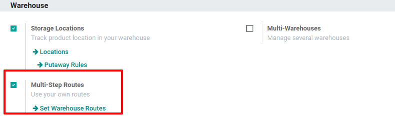 Activate the Multi-Step Routes feature in Axsys Inventory.