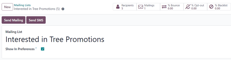 View of the mailing list form in the Axsys Email Marketing application.