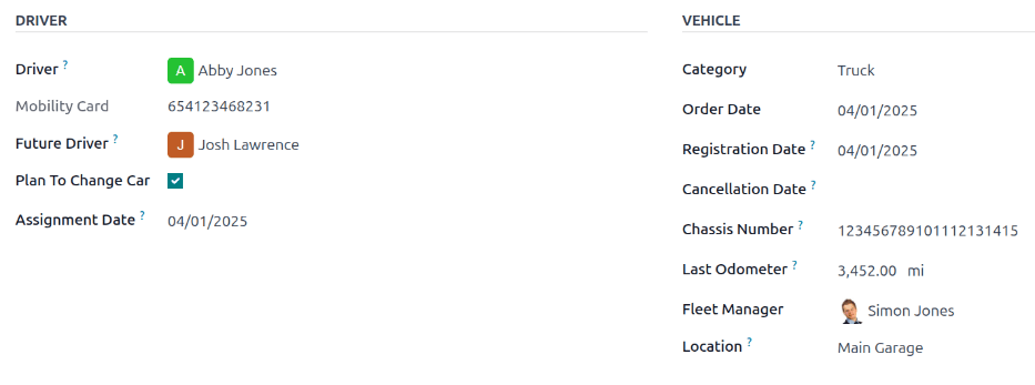 The new vehicle form, showing the vehicle tax section.
