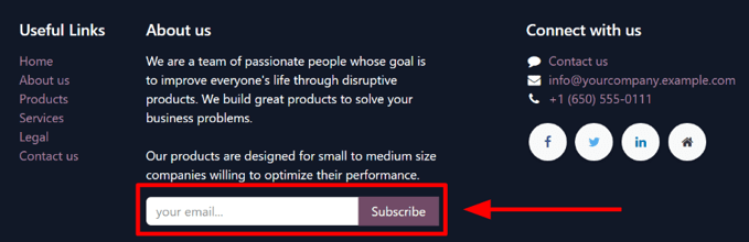 Sample of how a newsletter block appears on an Axsys Website.