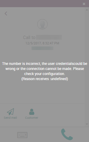 Incorrect number message populated in the Axsys VoIP widget.