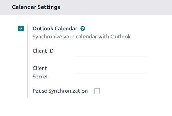 The "Outlook Calendar" setting activated in Axsys.
