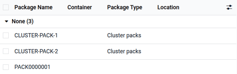 Packages dashboard.