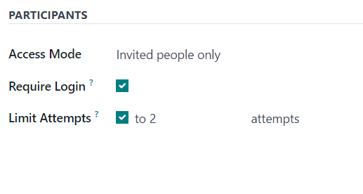 The Participants section of the Options tab on a survey form in Axsys Surveys.