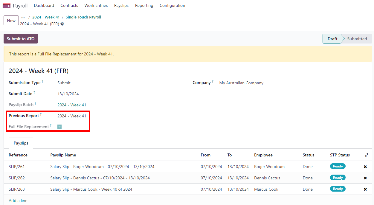 Resubmitting a payslip batch.