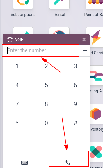 Connecting to a conference extension using the Axsys VoIP widget.