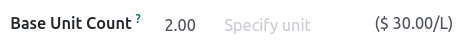 Cost per unit pricing on the product template.
