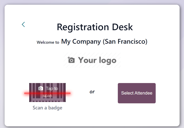 The Registration Desk page in the Axsys Events application.