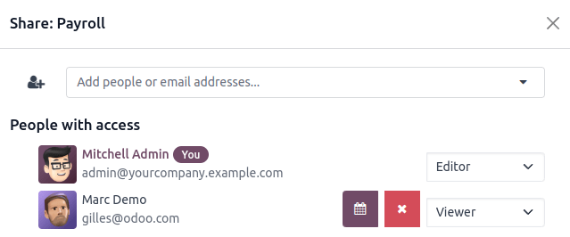 Hover the mouse over a permission to reveal the buttons.