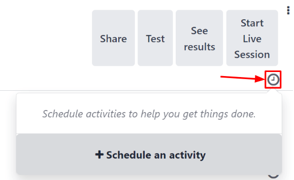 The Schedule Activities drop-down menu that appears on the Axsys Surveys dashboard.