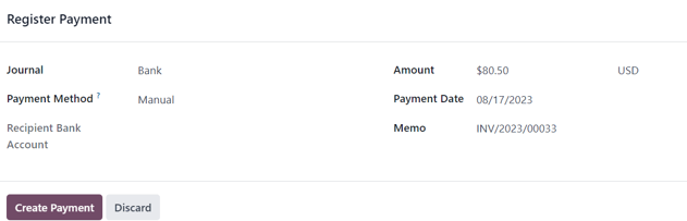 The second register payment pop-up form in Axsys sales.