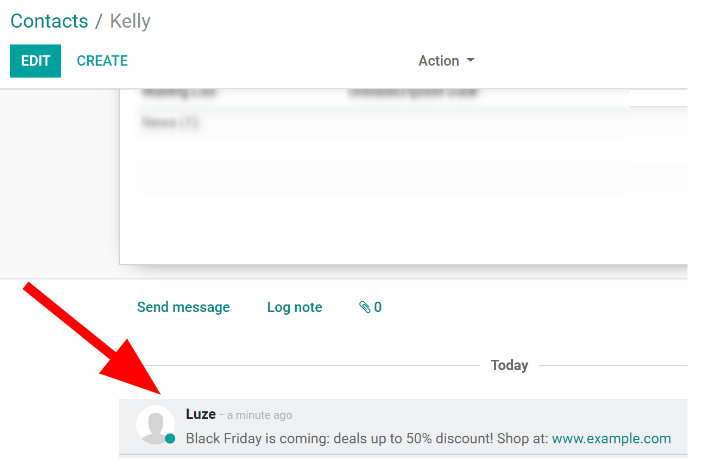View of what the chatter looks like in the Axsys Contacts app.