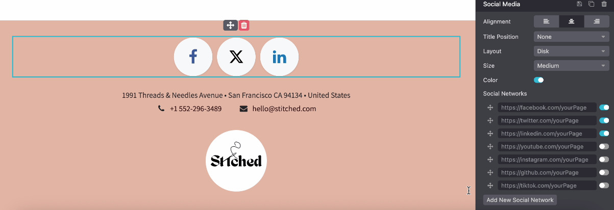 Social Media inner content block