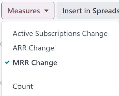 The default appearance of the MRR Breakdown reporting page in Axsys Subscriptions.