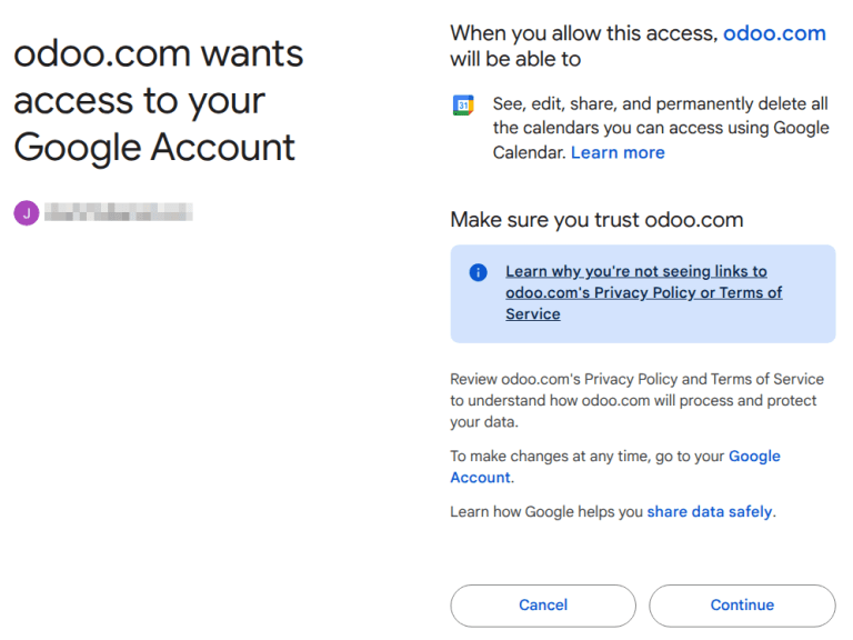 Give Axsys permission to access Google Calendar.