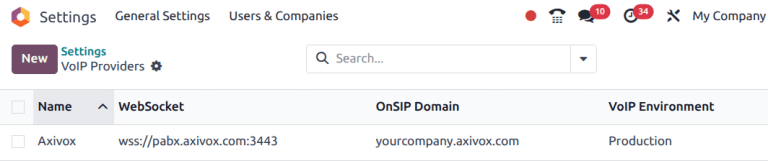 Integration of Axivox as VoIP provider in an Axsys database.